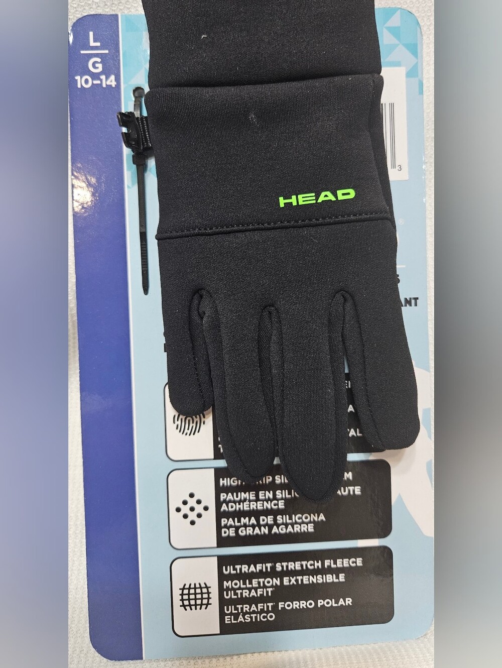 HEAD Black Gloves with Neon Green Logo